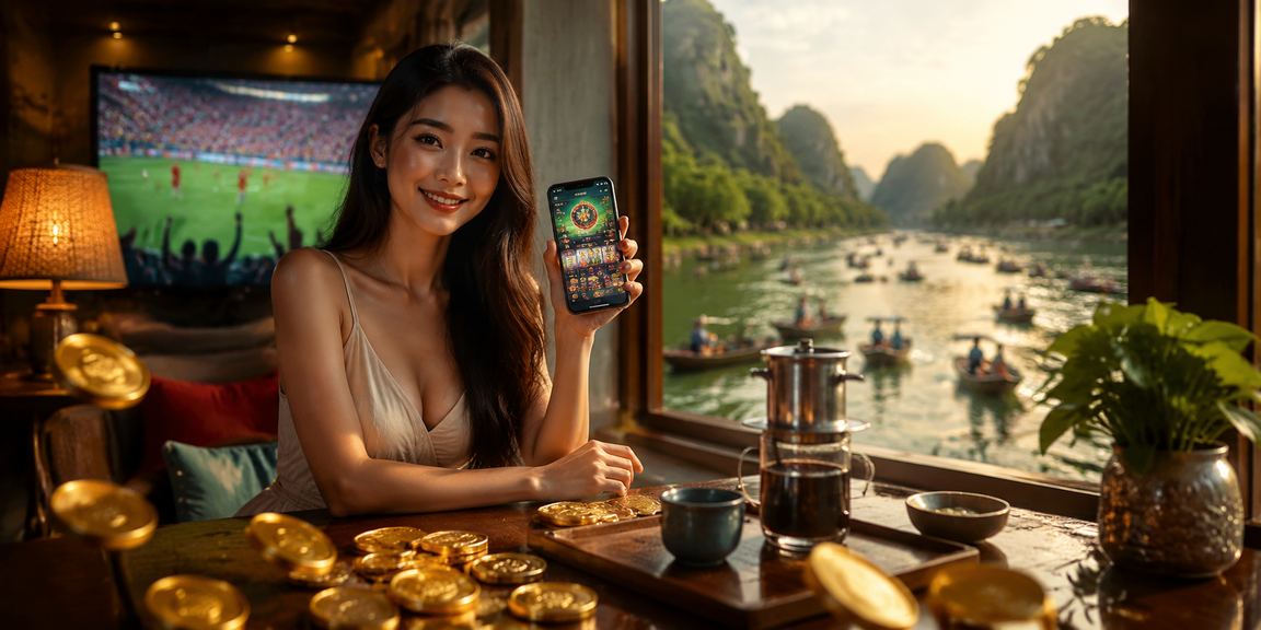 Người dùng chơi casino trực tuyến trên điện thoại tại Ninh Bình bên tách cà phê buổi sáng
